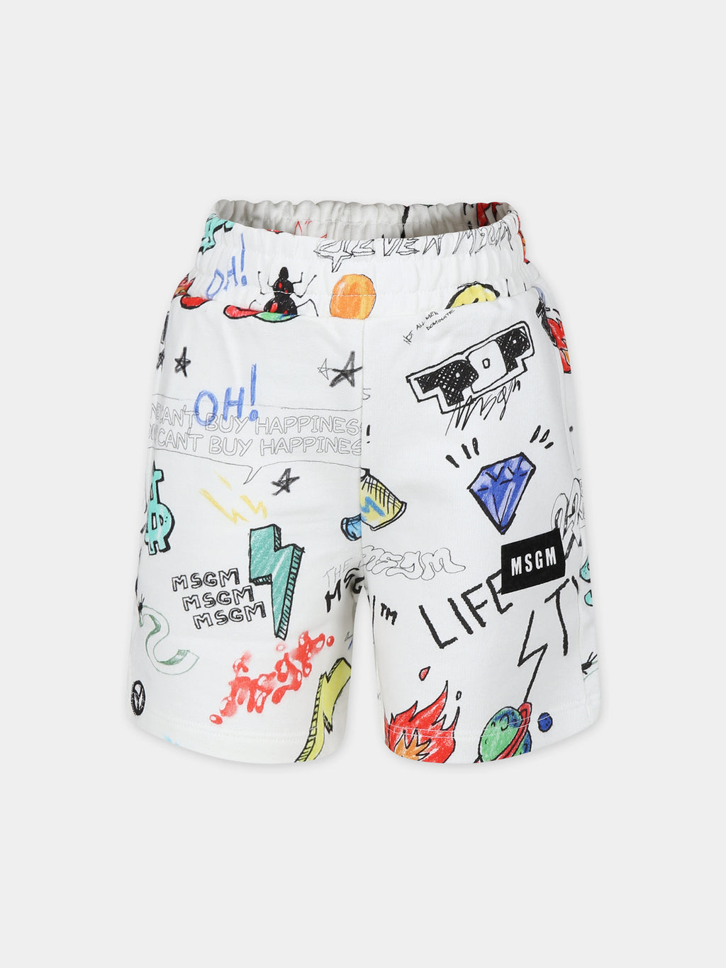 Ivory shorts for boy with comic print